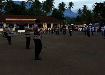Personel Polres Pandeglang Diwajibkan Olahraga Sebelum Bertugas