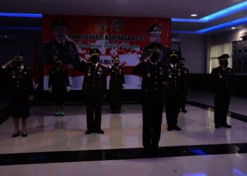PERINGATAN HBA KE-61–Kajati Banten dan jajaran, dalam peringatan HBA ke-61 di lingkungan Kejati Banten, Kamis (22/7/2021). (SIDIK/SATELITNEWS.ID)