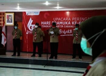 Upacara HUT ke-60 Pramuka, tingkat Kabupaten Serang, Sabtu (21/8/2021). (ISTIMEWA)