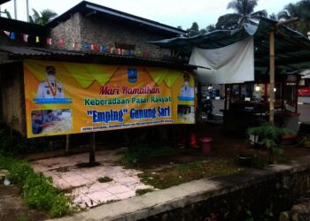 Pasar Emping di Kecamatan Gunungsari, Kabupaten Serang, mulai difungsikan, Selasa (24/8/2021). (ISTIMEWA)