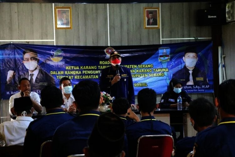 PENGUATAN KELEMBAGAAN–Bahrul Ulum, Ketua Karang Taruna Kabupaten Serang, roadshow dalam rangka penguatan kelembagaan Karang Taruna kecamatan dan desa se- Kabupaten Serang, Rabu (8/9/2021). (ISTIMEWA)