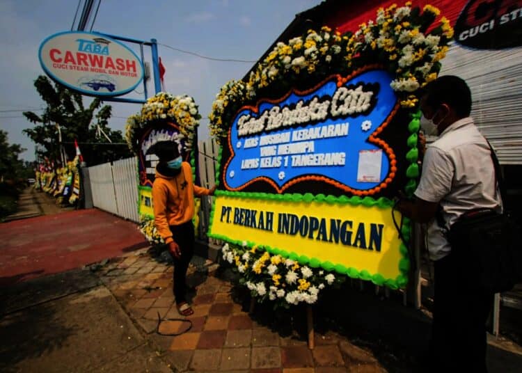 Potret Karangan Bunga Ucapan Duka Cita Penuhi Lapas Klas 1 Tangerang