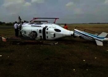 Sedang Latihan, Helikopter Terjatuh dan Terguling di landasan Bandara Budiarto Curug