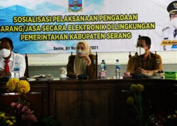 Sosialisasi pelaksanaan pengadaan barang/jasa secara elektronik, di lingkungan Pemerintah Kabupaten Serang, di Aula KH.Syam’un, Senin (1/11/2021). (ISTIMEWA)