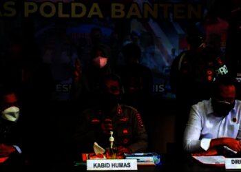 Kabid Humas Polda Banten gelar Press Conference, Senin (27/12/2021). (ISTIMEWA)