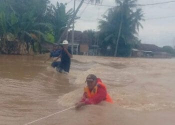 Situasi banjir di Kabupaten Serang, Selasa (1/3/2022) lalu. (ISTIMEWA)