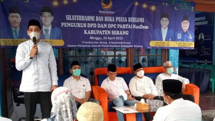 Pengurus DPD dan DPC Partai Nasdem Kabupaten Serang, menggelar silaturahmi di sekretariatnya, di Ciruas, Senin (25/4/2022). (ISTIMEWA)