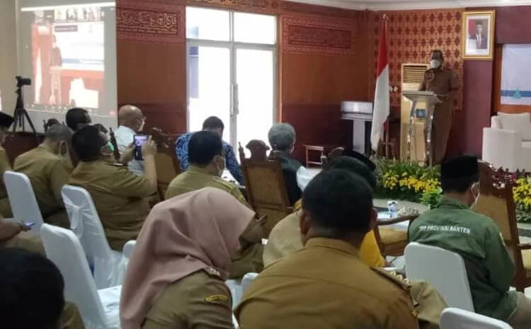 Wakil Bupati Serang, Pandji Tirtayasa, menyampaikan sambutan pada acara workshop evaluasi pengelolaan keuangan dan pembangunan desa di Kabupaten Serang, Senin (6/6/2022). (ISTIMEWA)