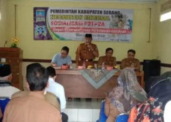 Kepala DKBP3A Kabupaten Serang, menjadi narasumber pada kegiatan sosialisasi pencegahan kekerasan perempuan dan anak. (ISTIMEWA)