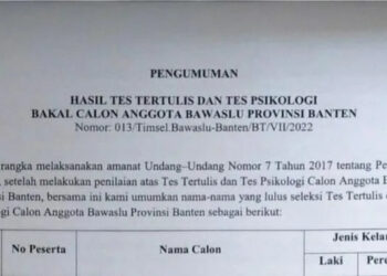 Formulir Bakal Calon Bawaslu Banten. (ISTIMEWA)
