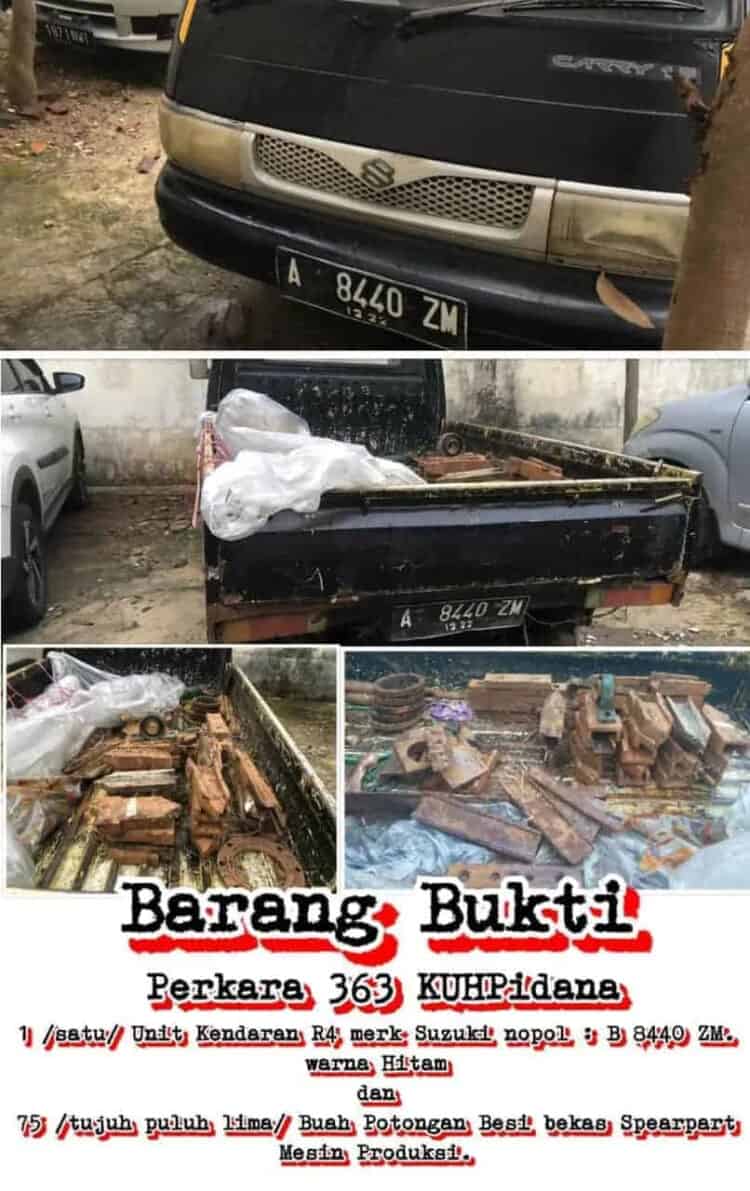 Barang bukti besi yang diamankan Polsek Balaraja Polsresta Tangerang. (ISTIMEWA)