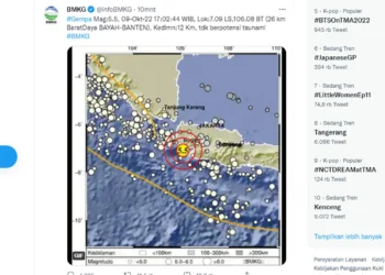Gempa 5,5 Magnitudo Guncang Bayah, Banten, Terasa hingga Tangerang