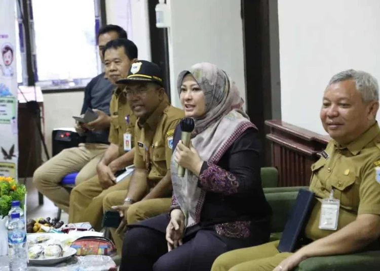 Bupati Pandeglang Irna Narulita, memberikan sambutan saat meresmikan Kantor UPT Puskeswan Pandeglang, di Kadupereng Kecamatan Karang Tanjung, Selasa (3/1/2023). (ISTIMEWA)