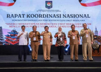 RAKORNAS–Acara Rapat Kerja Nasional (Rakornas) Pemerintah Daerah (Pemda) dan Forum Kerukunan Umat Beragama (FKUB) di Novotel Hotel, Kota Tangerang, Selasa (28/2/2023). (ISTIMEWA)