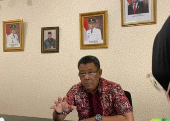 DIWAWANCARAI: Kepala Dinas Pertanian dan Ketahanan Pangan (DPKP), Kabupaten Tangerang, Asep Jatnika saat diawancarai, Senin (7/5). (ALFIAN HERIANTO)