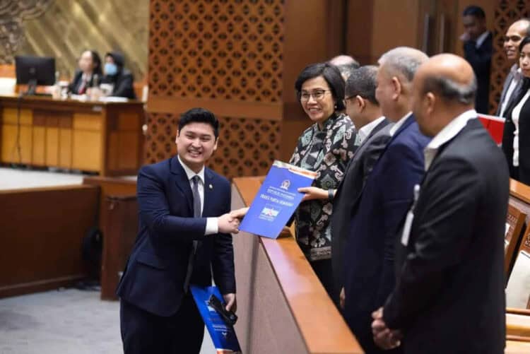 Rizki Natakusumah, saat menyampaikan pandangan Fraksi Partai Demokrat DPR RI atas Keterangan Pemerintah Terhadap Kerangka Ekonomi Makro (KEM) dan Pokok-Pokok Kebijakan Fiskal (PPKF) RAPBDN Tahun Anggaran 2024, pada Rapat Paripurna di Gedung DPR RI, Selasa (23/5/2023). (ISTIMEWA)