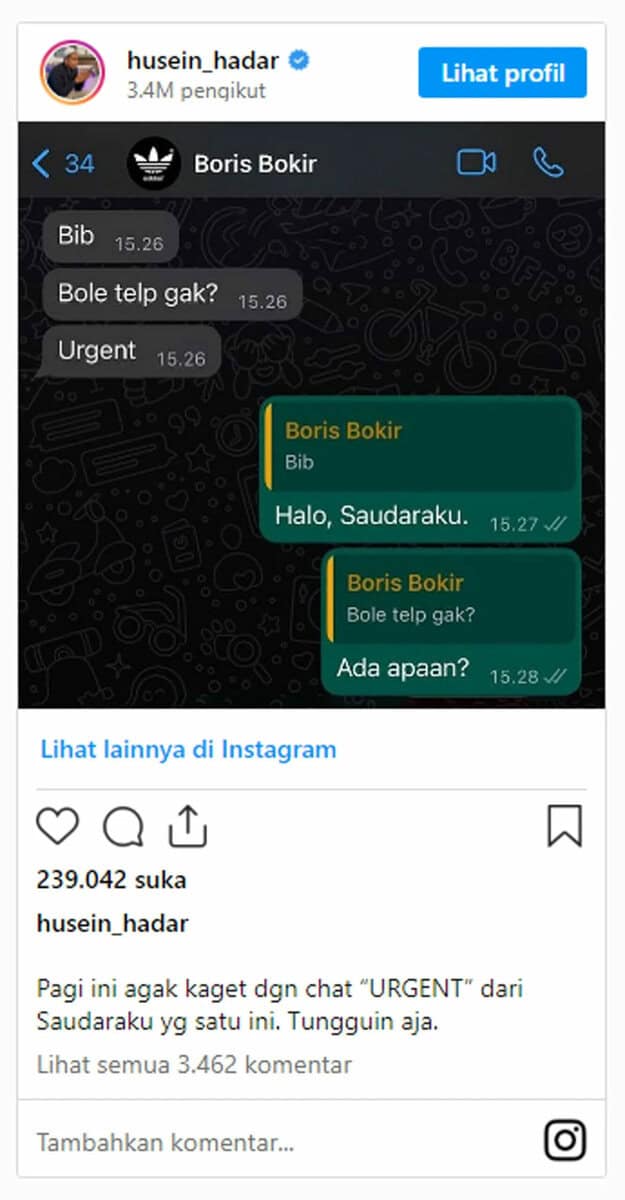 Boris Bokir Kirim Pesan ke Habib Jafar, Netizen: Tahun Baru Agama Baru