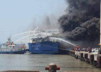 Polda Banten Selidiki Kebakaran Kapal Di Pelabuhan Indah Kiat