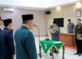 Sekda Kabupaten Pandeglang Ali Fahmi Sumanta, lantik 5 pejabat eselon II hasil open bidding, Jumat (22/9/2023). (FAHRIE/SATELITNEWS.COM)