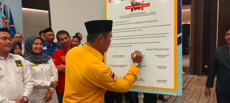 Fahmi Hakim ditunjuk sebagai Ketua TKD Kabupaten Serang, pemenangan Paslon Capres - Cawapres Ri Prabowo Subianto - Gibran Raka Buming Raka di Pemilu nanti. (SIDIK/SATELITNEWS.COM)
