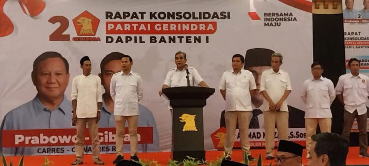 Sekjend DPP Partai Gerindra, Ahmad Muzani, menyampaikan sambutan. (ISTIMEWA)