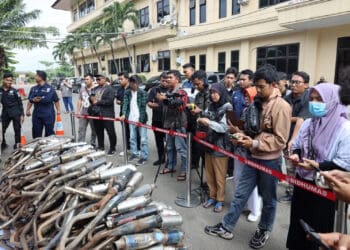 Polda Banten sita ribuan knalpot brong, di wilayah hukum Provinsi Banten. (ISTIMEWA)