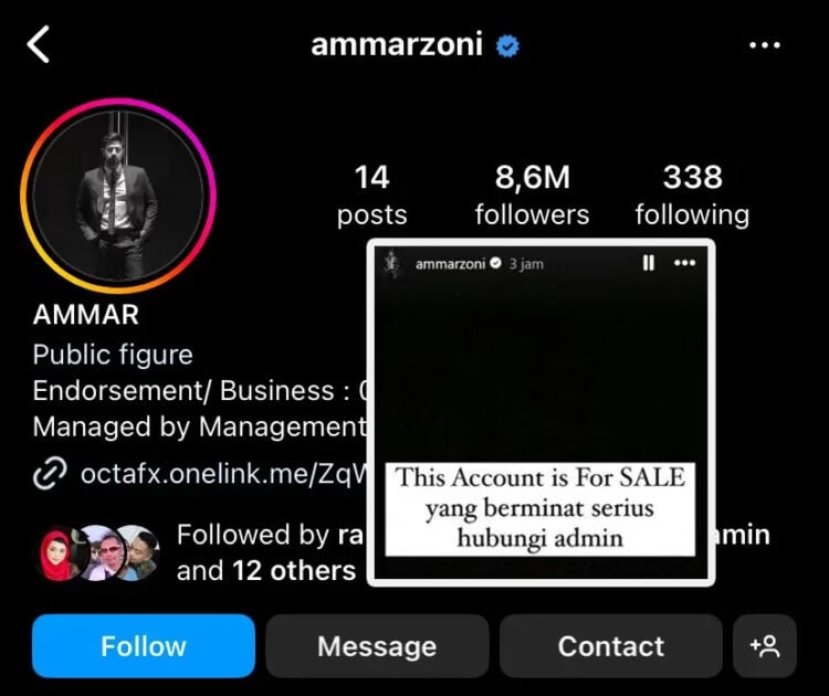 Buka Harga Rp 2 Miliar, Ammar Zoni Jual Akun Instagram Pribadinya