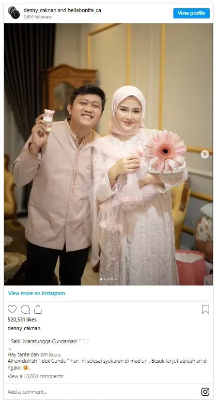 Umumkan Nama Anak Pertama, Denny Caknan: Sabil Maratungga Cundamani