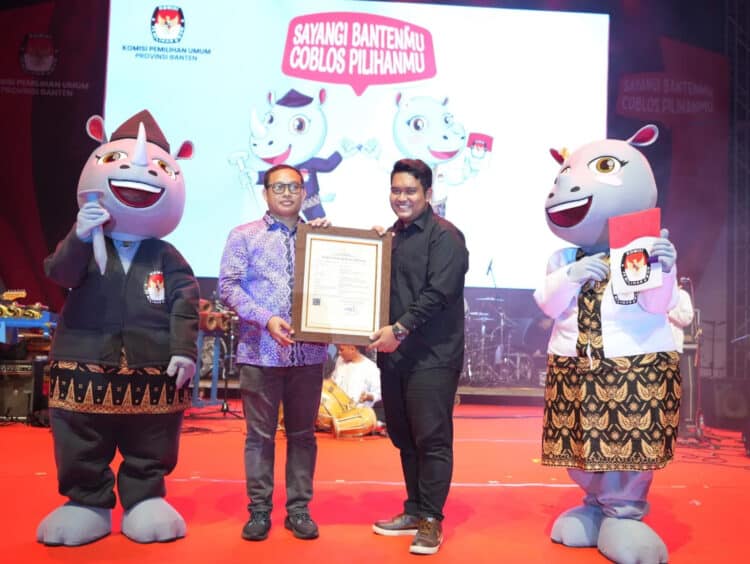 KPU Banten luncurkan jingle dan maskot Pilkada 2024. (LUTHFI/SATELITNEWS.COM)