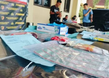 Barang bukti kasus dugaan pengedar narkoba, diamankan di Mapolres Pandeglang, Kamis (15/8/2024). (ADIB FAHRIE/SATELITNEWS.COM)