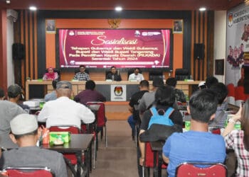 KPU Kabupaten Tangerang, sosialisasikan tahapan Pilkada Serentak. (ADITYA/SATELITNEWS.COM)