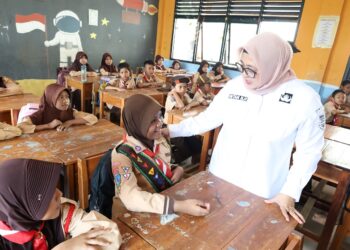 Wabup Intan Tinjau MPLS dan Sekolah Swasta Gratis di Kecamatan Kelapa Dua