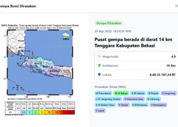 Gempa M 4,9 Kabupaten Bekasi Terasa Hingga Wilayah Tangerang Raya