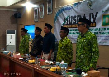 MUSDA DMI – Musyawarah Daerah (Musda) Dewan Masjid Indonesia (DMI) Kabupaten Pandeglang Tahun 2025, secara resmi menetapkan H. Ramadani sebagai Ketua Umum DMI Kabupaten Pandeglang periode 2025 – 2030. (ISTIMEWA)