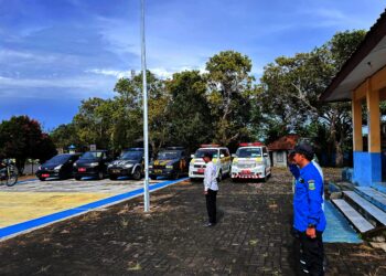 KSB dan Forkopimkec Angsana Kabupaten Pandeglang, gelar apel kesiapsiagaan kebencanaan di masa libur Nataru, Rabu (24/12/2025). (ISTIMEWA)