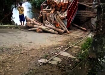 Jembatan Pasirnangka, Desa Kramatjaya, Kecamatan Cimanggu, Kabupaten Pandeglang, ambruk. (ISTIMEWA)