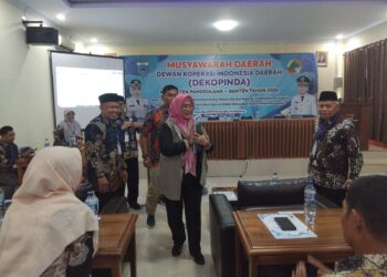 Kegiatan Musyawarah Daerah (Musda) Dewan Koperasi Indonesia Daerah (Dekopinda) Kabupaten Pandeglang, yang digelar Minggu (25/1/2026). (ISTIMEWA)