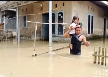 Situasi banjir di Desa Idaman, Kecamatan Patia Kabupaten Pandeglang, Minggu (4/1/2026). (ISTIMEWA)