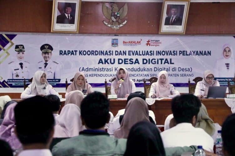 Disdukcapil Kabupaten Serang, tengah melakukan rakor dan tindakpanjuti program AKU DESA DiGITAL. (ISTIMEWA)