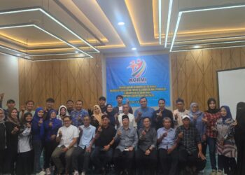 Jajaran pengurus KORMI Kabupaten Serang, berfoto bersama usai menggelar raker dan halal bihalal. (SIDIK/SATELITNEWS.COM)