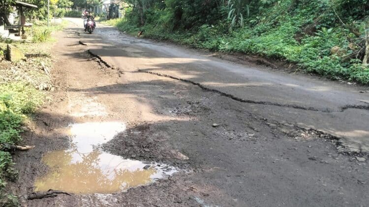 JALAN RUSAK : Ruas jalan Nanggor-Paniis, Kecamatan Koroncong, Kabupaten Pandeglang sejak belasan tahun lalu dibiarkan rusak parah dan belum pernah dilakukan perbaikan. Terkait hal itu, Pemprov Banten memberikan penilaian buruk terhadap kinerja pembangunan di Pandeglang. (ISTIMEWA)