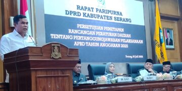 RAPAT PARIPURNA - Rapat Paripurna Dewan Perwakilan Rakyat Daerah (DPRD) Kabupaten Serang, memberikan 6 catatan terhadap Organisasi Perangkat Daerah (OPD) Pemerintah Kabupaten (Pemkab) Serang. (ISTIMEWA)